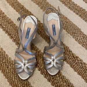Silver Metallic Strappy Prada Heels
